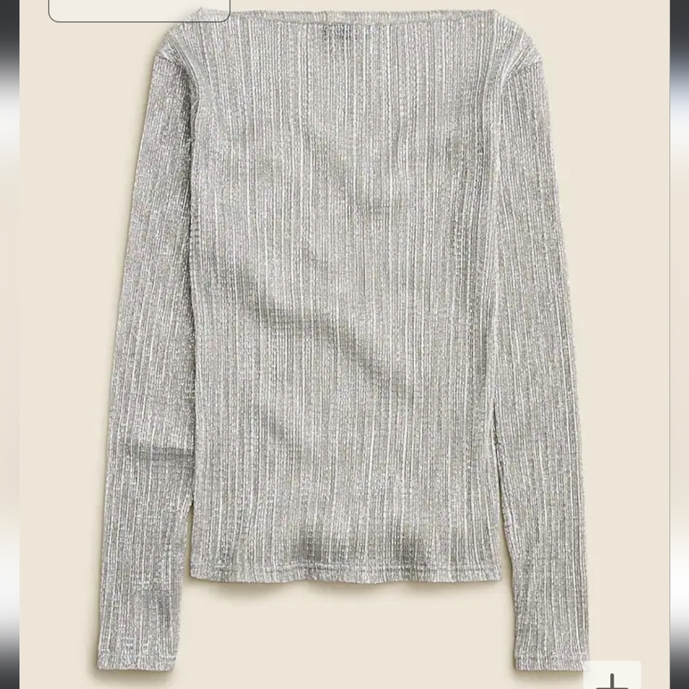 J Crew Sheer metallic boatneck top